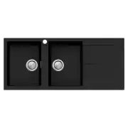 OLIVERI Santorini Double Bowl Topmount Sink With Drainer - Matte Black ST-MB1516OF
