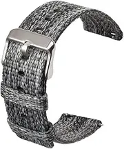 SAFIGLE 1pc Canvas Watch Band 20mm Black Replacement Strap for Galaxy Watch Fashionable Wrist Strap Durable Canvas Material Compatible with Smart Watches