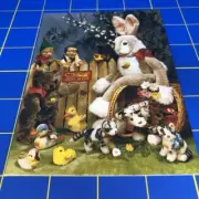 Steiff Postcard Lulac Elves Rabbit Kittens Birds Bear Toys Vintage Mint New A+