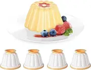 Homiliky 4 pcs Pudding Moulds Panna Cotta Moulds Pudding Cups with Lid Traditional Jelly Moulds Mini Pudding Basins Baking Cases Yorkshire Pudding Tray DIY Baking Tins Non Stick Cooking Pans