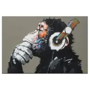 -Framed Animal Music Gorilla Canvas Printed Painting Modern Funny Thinking Mo...