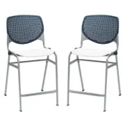 Home Square Plastic Counter Stool in Navy Back - Set of 2