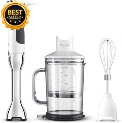 Breville Control Grip 4-in-1 Hand Blender BSB510WHT 600W Stainless Steel Whisk