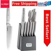 14-Piece High Carbon Stainless Steel Knife Block Set with Scissors & Sharpener