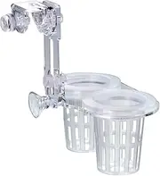 Fish Tank Plant Holder,Clear Aquatic Plant Pot with Hole - Fish Tank Decoration, Adjustable Hydroponic Double Cups, Aquatic Accessories for Cultivation