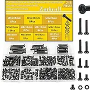 Zmbroll M5 Black Cross Pan Head Machine Screws M5x6/8/10/12/16/20/25/30/35mm Metric Machine Screw Black Fully Thread Electricians Screw Flat Washers and Nuts Hardware Assortment Kit