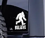 Bigfoot Believe (White) Two Part die Cut Genuine Decal for Automobile Windows, Yeti and RTIC Tumbler Cups, Macbooks and laptops, iPhones and Android Cell Phones, iPads and Tablets and More!
