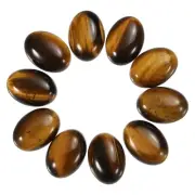 Flat Oval Stone 18mm x 13mm Crystal Stone Beads (Pack of 10, Brown)