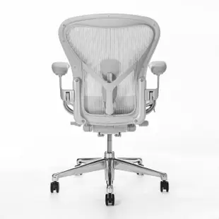 【Herman Miller】Aeron 2.0 人體工學椅 全功能 拋光金屬腳座 鋁合金材質 礦石白 DW扶手 B size(平行輸入)