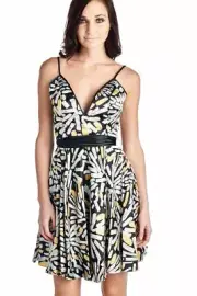 INTERLUDE WOMEN'S CAMI DRESS FORMAL PARTY V-NECK SLEEVELESS DRESS WHITE BLACK