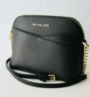 Michael Kors Jet Set Travel Medium Leather X Cross Dome Crossbody Handbag