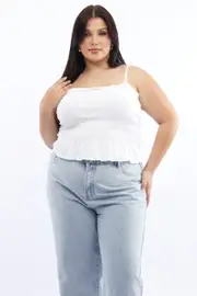White Mesh Cami Top Ruched
