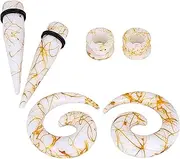 [Qmcandy] Acrylic Ear Stretching Kit Tapers Tunnels Spiral Expander Set 6pcs Ear Piercing Starter Gauges 8g-1/2 inch