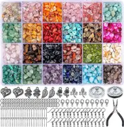 Jewellery Making Set, 24 Colours Natural Gemstone Beads, 5-7 Mm Stone Beads, 1073 Pieces Rings Diy Kit For Diy Jewellery Necklace Bracelet Earring