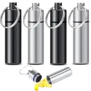 4 Pack Aluminum Pill Box Keychain Case Mini Pill Holders for Camping Travel
