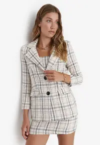 在飛比找ZALORA購物網優惠-Buttoned Tweed Jacket