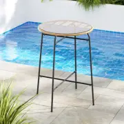UV Resistant Outdoor Bar Table Adjustable Feet Cafe Tables Tempered Glass Top