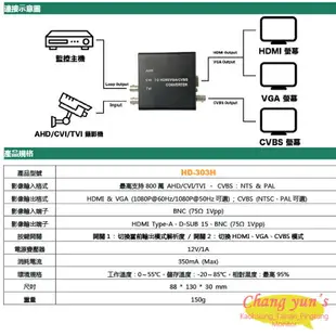 昌運監視器 HD-303H 8MP AHD/CVI/TVI轉HDMI/VGA/AV轉換器【APP下單4%點數回饋】