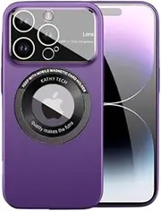Case for iPhone 15 Magnetic Charging Shockproof Plating Case Cover Matte Built in Camera Protector (Purple)