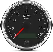 GPVPGHGRJ 0-4000RPM Diesel Tachometer 85MM RPM Gauge Amber/White Light Tacho Meter with LCD Hourmeter for Car Boat Motorcycle Speedometer