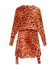 Stella McCartney Cheetah Printed Asymmetric Mini Dress IT40,IT38 Red