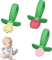 Silicone Self-Feeding Baby Utensils | Anti-Choke Soft Strawberry Baby Spoon & Fork Set - Dishwasher Safe Easy Grip Toddler Cutlery for Self-Feeding