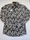 Hugo Boss Hank Slim Fit Shirt Size M 39/15.5 Stretch Long Sleeve Green Leaf Prin