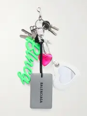 [Balenciaga] Balenciaga - Aki Embellished Leather, Silicone, Crystal And Silver-tone Key Fob - One size One size Silver