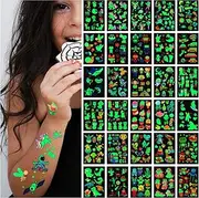 Awinmay 400Pcs Luminous Tattoos For Kids,Mixed Styles Temporary Tattoo Stickers,Glow In The Dark Tattoos for Boys and Girls,Mermaid Dinosaur Butterfly Fake Tattoos or more party makeup gifts 30 Sheets