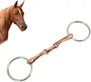 Topyond Stainless Steel Horse Mouth Snaffle Bit 135mm Copper Link Jointed Loose Ring Snaffle Western Horse Bridle Equipment Gentle and Comfortable Bit for Western and English Riding
