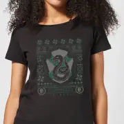 Harry Potter Slytherin Crest Women's Christmas T-Shirt - Black