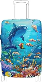 [Joisal] London Red Bus Luggage Cover Fit 18-32 Inch Suitcase Protector Cover Tsa Approved Stretch Luggage Accessories for Suitcases, Various Sea Animals Coral, S 18-20 in