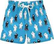 [RPLIFE] Kids Swimming Trunks, Anti-Chafe Swim Trunks Boys 2 T, Cute Cartoon Bears Blue