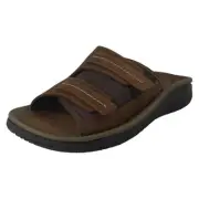 Mens Clarks Closed Top Adjustable Waxy Leather Slip On Sandals - Wesley Easy