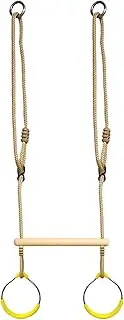 Rings for Swing Set - Trapeze Swing Sets with Metal Gym Rings,Climbing Balance Game Playground Equipment Jungle Play Obstacle Course for Indoor Door Frames Tree