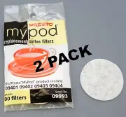 2 Pk, Presto MyPod Replacement, 100 ct, Coffee Filters, 09993