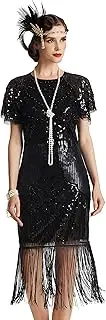 [BABEYOND] Women's Gatsby Dress 1920s Flapper Short Dress Sequin Beaded Fringe Dress for Party