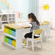CostwayChildren Art Activity Table and Chair Set with 6 Canvas Storage Space