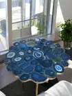 24" Agate Round End Corner Table Top Handmade Custom Coffee Table Cafeteria Deco