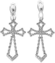 Niaspi Rhinestone Cross Fake Nipple Rings for Women Cross Nipple Noose Dangle Non Piercing Nipplerings Sexy Fake Nipple Piercing Jewelry, Rubber, Cubic Zirconia