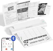 MUNBYN Portable Printers ITP02, Thermal Printer Bluetooth for Windows, High-Speed 14mm/s Printing, Support 8.5"x11" & A4 Thermal Paper, Compatible with Android, iOS & Laptop, Mini Printer (White)