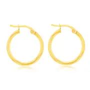 9ct Yellow Gold Plain Hoop 15mm European made