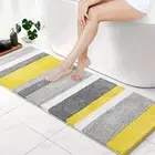 Fluffy Bathroom Rugs Bath Mats Rugs Microfiber Striped Shower Rug Absorbent, ...