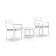 Santorini Outdoor Aluminium Patio Set with Side Table White - Textured Grey