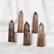 Natural Smoky Quartz Tower Single Point Crystal Wand Obelisk Crystal Home Decor