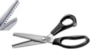 ZXUY 5MM Pinking Shears for Fabric, Stainless Steel Handled Professional Dressmaking Sewing Scissors Zig Zag Fabric Craft Scissors (Sawtooth Black)