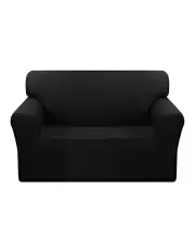 [SOGA] High Stretch Sofa Cover Couch Lounge Protector Slipcover 2-Seater in Black