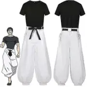 Hongze Anime Jujutsu Kaisen Fushiguro Toji Cosplay Costume Adult Unisex Short Sleeve Top Pants Suit Halloween Uniform Party E C1 L