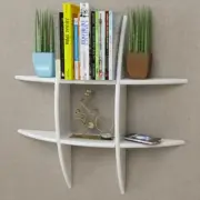 White Floating Wall Shelf MDF Book and DVD Storage Organizer Home Decor