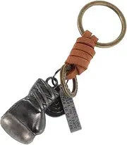 [AKOOSY] Boxing Gloves Keychain Vintage Style Handmade Keyring Holder Stylish Bag Charm Present for Her